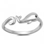 .925 Sterling Silver Ring size 8 Fish Whale Midi Knuckle Ladies Wrap New p88