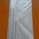 4 PIECE GEOMETRY SET, RULER PROTRACTOR TRIANGLE SQUARES, DRAFTING DESIGN LAYOUT 4 PIECE GEOMETRY SET, RULER PROTRACTOR TRIANGLE SQUARES, DRAFTING DESIGN LAYOUT