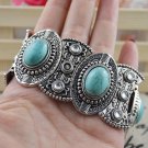Womens Antique Vintage silver turquoise retro tribal style cuff bangle bracelet Womens Antique Vintage silver turquoise retro tribal style cuff bangle bracelet