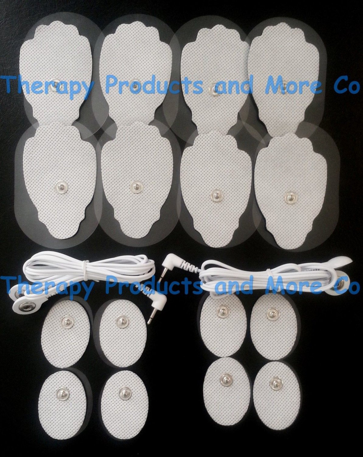 2 ELECTRODE LEAD CABLE COMBO (3.5mm Plug) + MASSAGE REPLACEMENT PADS (8LG + 8OV)