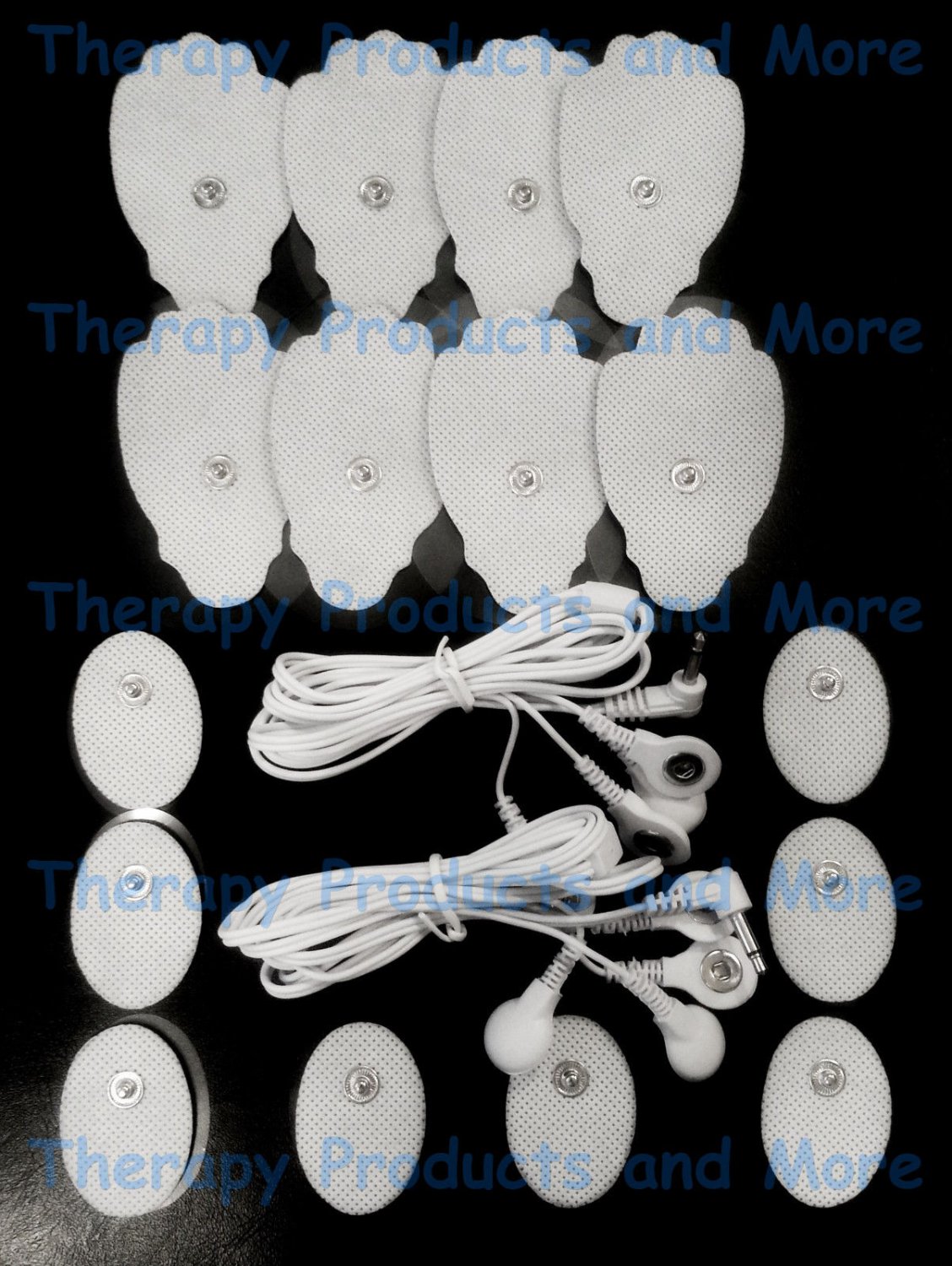 PAIR 4 WAY ELECTRODE LEAD CABLES(3.5mm)+8LG+8SM OVAL PADS FOR EROSTEK