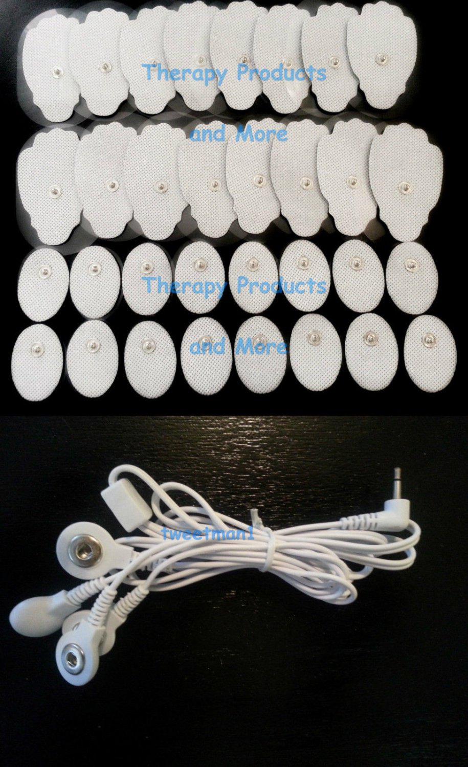 ELECTRODE LEAD CABLE (2.5mm) + PADS (16 LG + 16 SM OVAL) FOR ELIKING MASSAGER