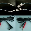 4 Ear Clip Clamp Electrodes 2mm Female and TENS Cables (2) 2.35mm plug 2mm Pins 4 Ear Clip Clamp Electrodes 2mm Female and TENS Cables (2) 2.35mm plug 2mm Pins
