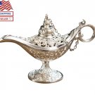 New Aladdin Magic Genie Light Oil Lamp Silver Toned Stunning Decoration