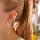 Leaves Ear Clip Earrings for Women Single Leaf Chain Tassel ear cuff Metal Girl