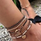 Docona Boho Gold Shell Cowrie Pearl Bead 5 Piece Anklet Set Ankle Jewelry Docona Boho Gold Shell Cowrie Pearl Bead 5 Piece Anklet Set Ankle Jewelry