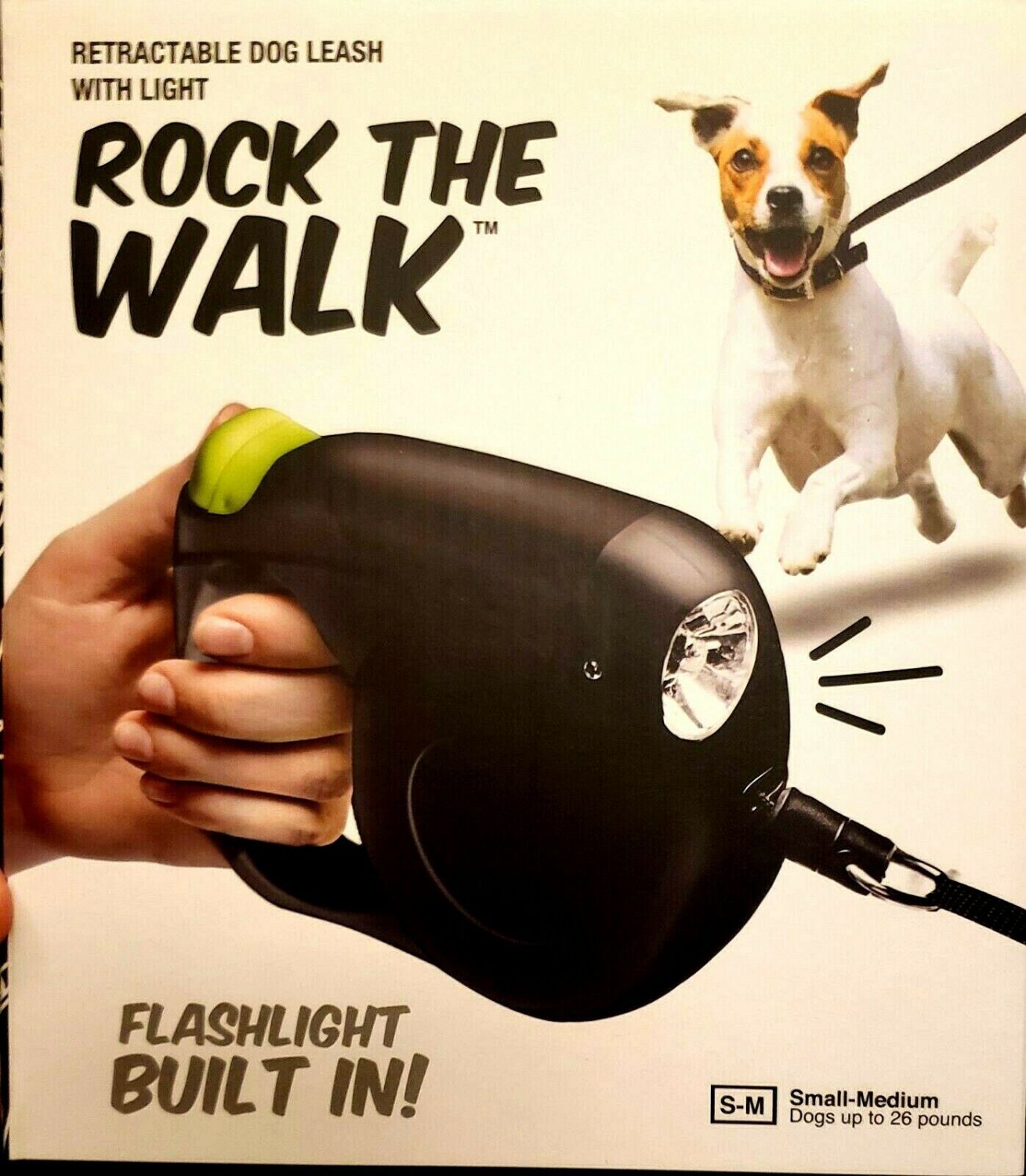 protocol rock the walk retractable dog leash with light