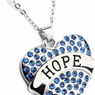 Hope Crystal Charm Pendant Chain Necklace Grandma Mom Rhinestone Gift Blue