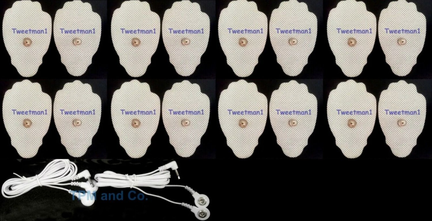 Electrode Lead Cables 3.5mm Plug Pair with 16 Massage Pads for Digital Massager