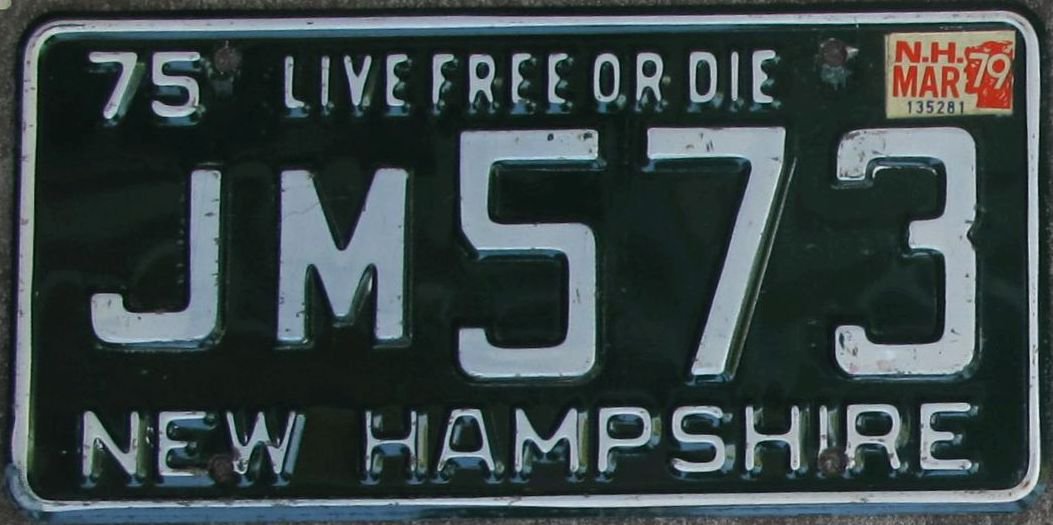 1979 New Hampshire License plate Type 1