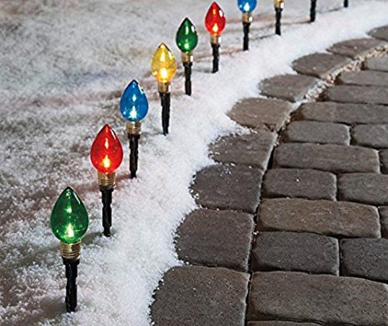 Multi Color Christmas Light Bulb Pathway Markers 10 Pack Festive