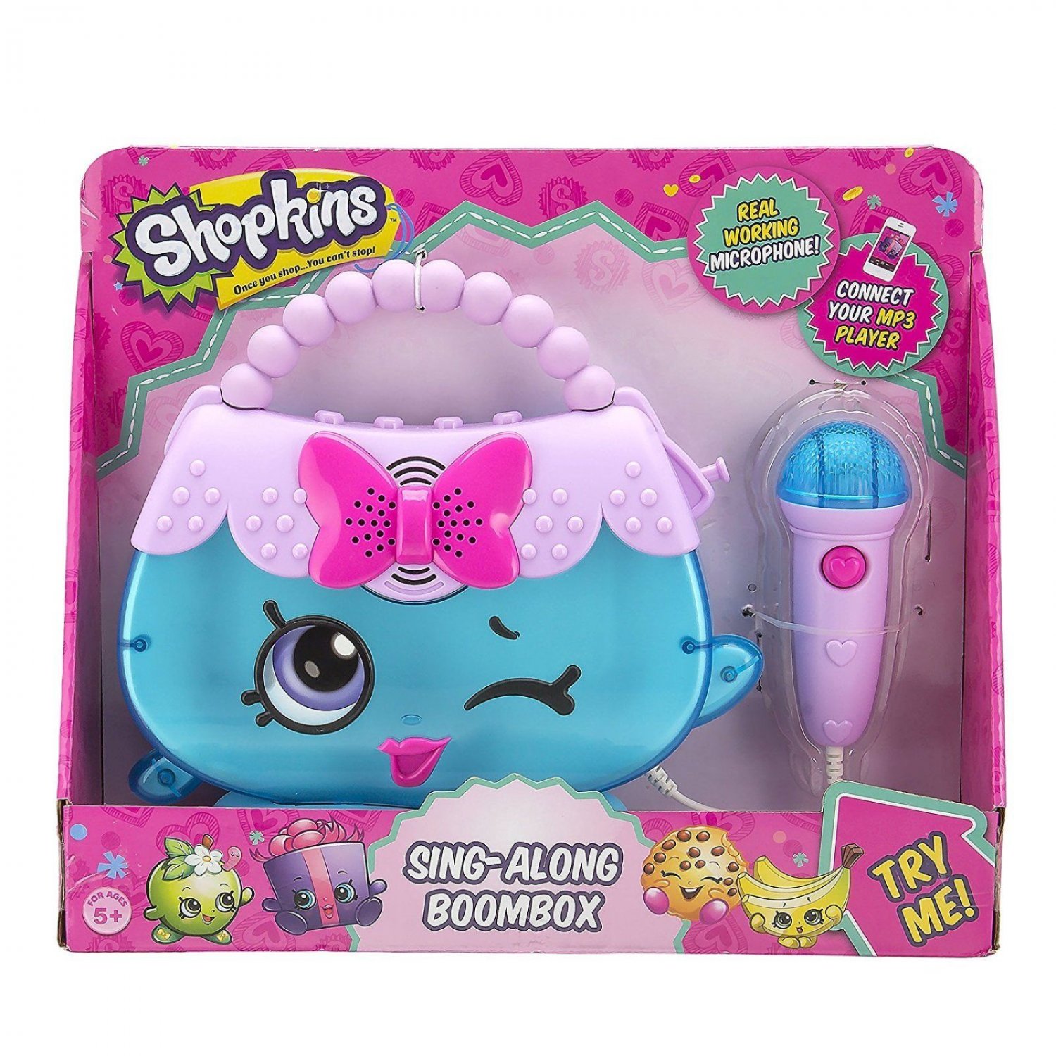 Shopkins Boombox Handbag Sing Along Microphone MP3 Player Girls Music