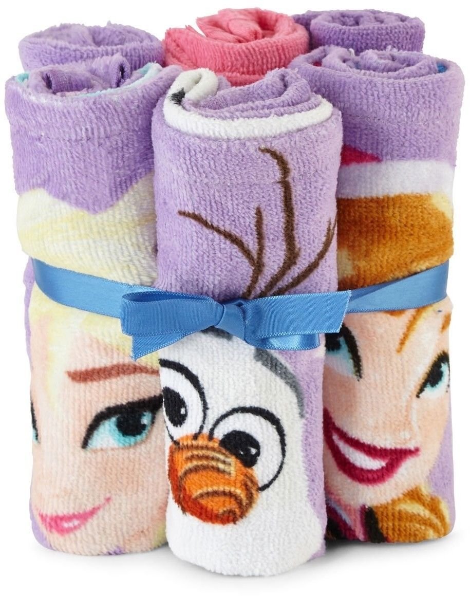 Frozen Set Disney Washcloth Towel Anna Elsa Bath 6 Washcloths Girls
