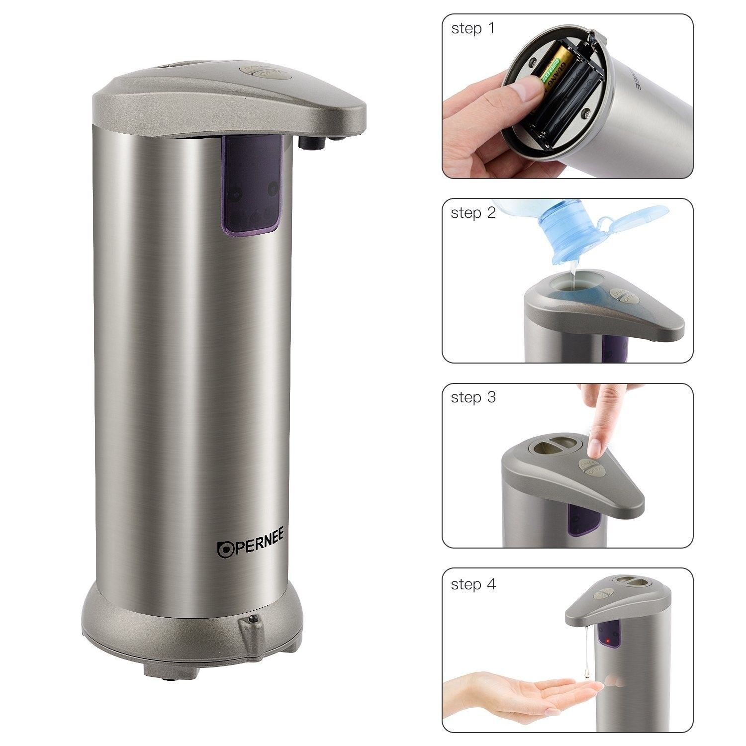 Automatic Touchless Soap Dispenser Hands Free Stainless Steel Motion Sensor Home 8515