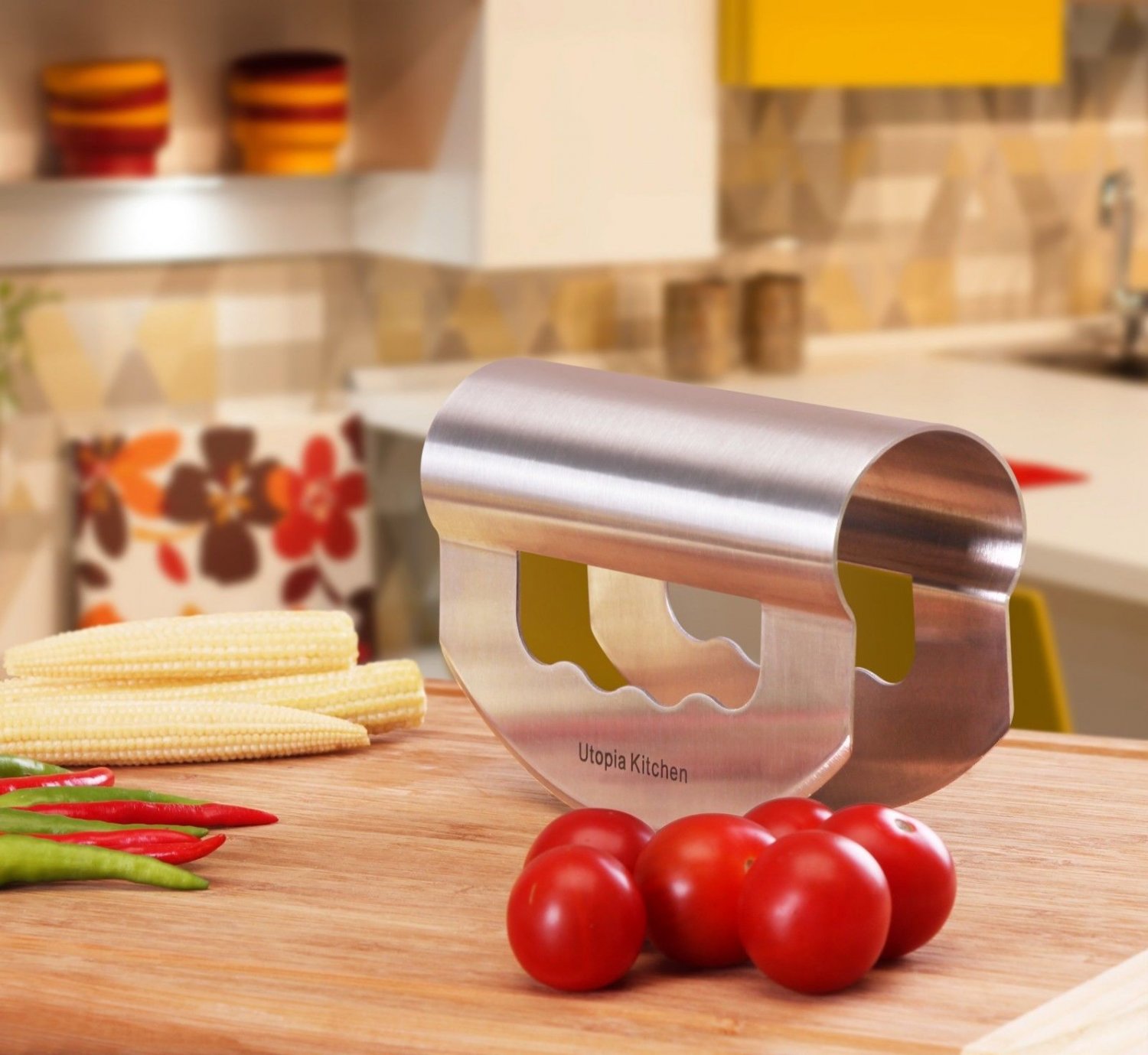 Chopper Knife Mezzaluna Double Blade Stainless Steel Salad Mincing Kitchen Home