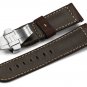 24mm Genuine Calf Leather Military Watch Band W/ Polished Deployant for Panerai