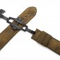 24mm Vintage Assolutamente Calf Leather Watch Band Black PVD Steel