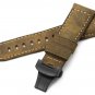 24mm Vintage Assolutamente Calf Leather Watch Band Black PVD Steel