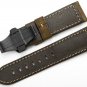 24mm Vintage Assolutamente Calf Leather Watch Band Black PVD Steel
