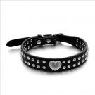 Smoosky Pet Genuine Leather Adjustable Rhinestones Heart Dog Chain Traction Dog