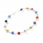 Lesa Michele Multi-Colored Glass Evil Eye Bracelet in Sterling Silver