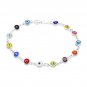 Lesa Michele Multi-Colored Glass Evil Eye Bracelet in Sterling Silver