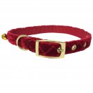 Bow Arrow Pet Holiday Dog Collar, Quilted Red Velvet Dog Collar with Bells, Sm