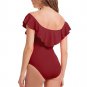 Women's Off Shoulder Swimsuit Ruffle Leotards Swimwear Rompers Jumpsuits M
