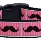Mirage Pet Products Pink Striped Moustache Ribbon Dog Collar, Medium