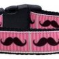 Mirage Pet Products Pink Striped Moustache Ribbon Dog Collar, Medium