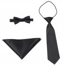 GUCHOL Bow Tie Pocket Cloth Necktie 3 Style Set Solid Adjustable Size Boys Colle