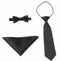 GUCHOL Bow Tie Pocket Cloth Necktie 3 Style Set Solid Adjustable Size Boys Colle