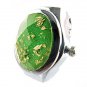 Oval Faceted Crystal Inlay Hunter Case Quartz Finger Ring Watch Green Quartz