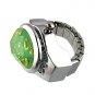 Oval Faceted Crystal Inlay Hunter Case Quartz Finger Ring Watch Green Quartz
