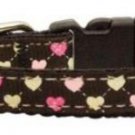 Mirage Pet Products Argyle Hearts Nylon Ribbon Collar for Pets, Small, Brown