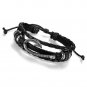 Flongo Men's Womens 2PCS Tribal Nautical Fish Hook Leather Wrap Bangle Cuff Brac