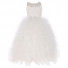 White 10 Flower Girl Dress Princess Kids Pageant Party Dance Birthday Ball Gown