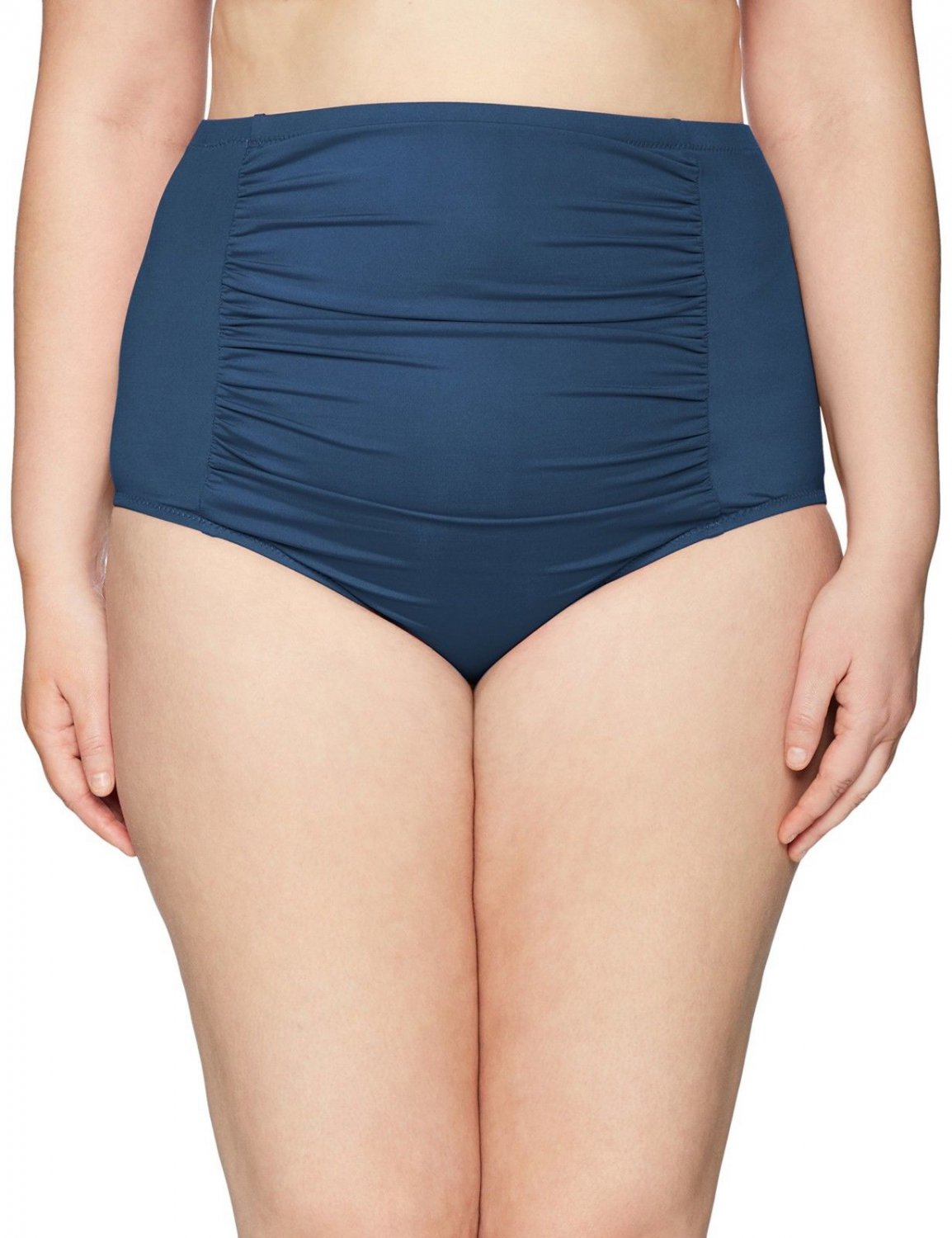 BECCA ETC Women's Plus Size Color Splash High Waist Bikini Bottom, Indigo, 0X