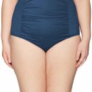 BECCA ETC Women's Plus Size Color Splash High Waist Bikini Bottom, Indigo, 0X