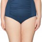 BECCA ETC Women's Plus Size Color Splash High Waist Bikini Bottom, Indigo, 0X