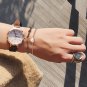 MAMONA Ladies Watch Bracelet Gift Set Leather Band Rose gold Stainless Steel Wat