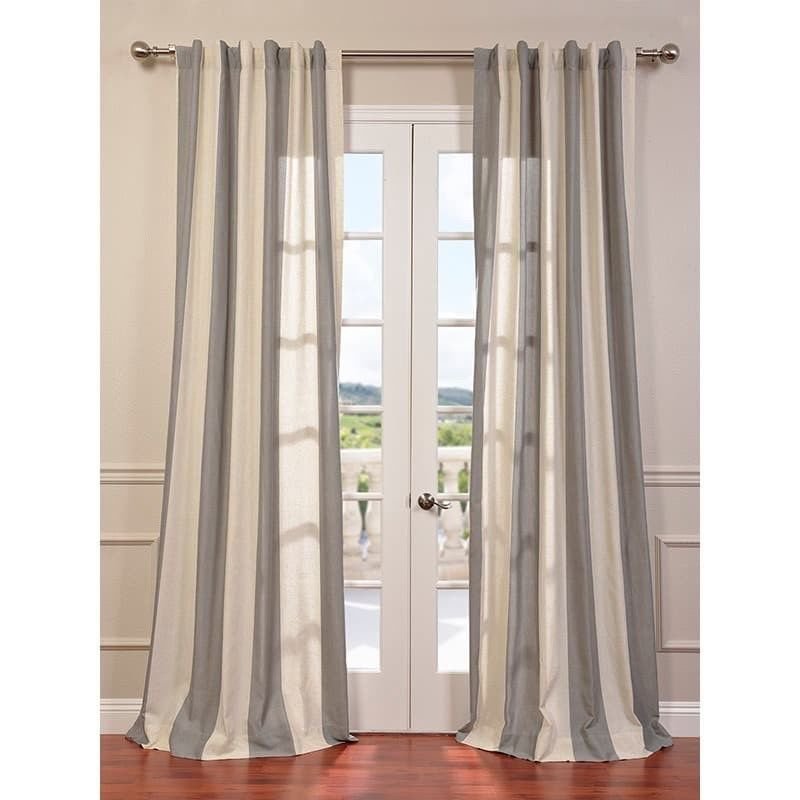 Set 2 Grey Linen Curtains Long Panels Drapes 84-120 inch