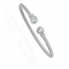 SilverLuxe Sterling Silver Weave Cuff Bracelet with Genuine Blue Topaz and Cubic