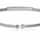 SilverLuxe Sterling Silver Weave Cuff Bracelet with CZ Bar- Rhodium