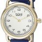 Women's Classic Watch Blue Leather Strap Swarovski Crystal Gold Bracelet 2 pcs