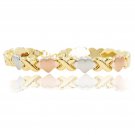 SilverLuxe 18 kt Gold Over Sterling Silver Hugs and Kisses XOXO Bracelet Tricolo