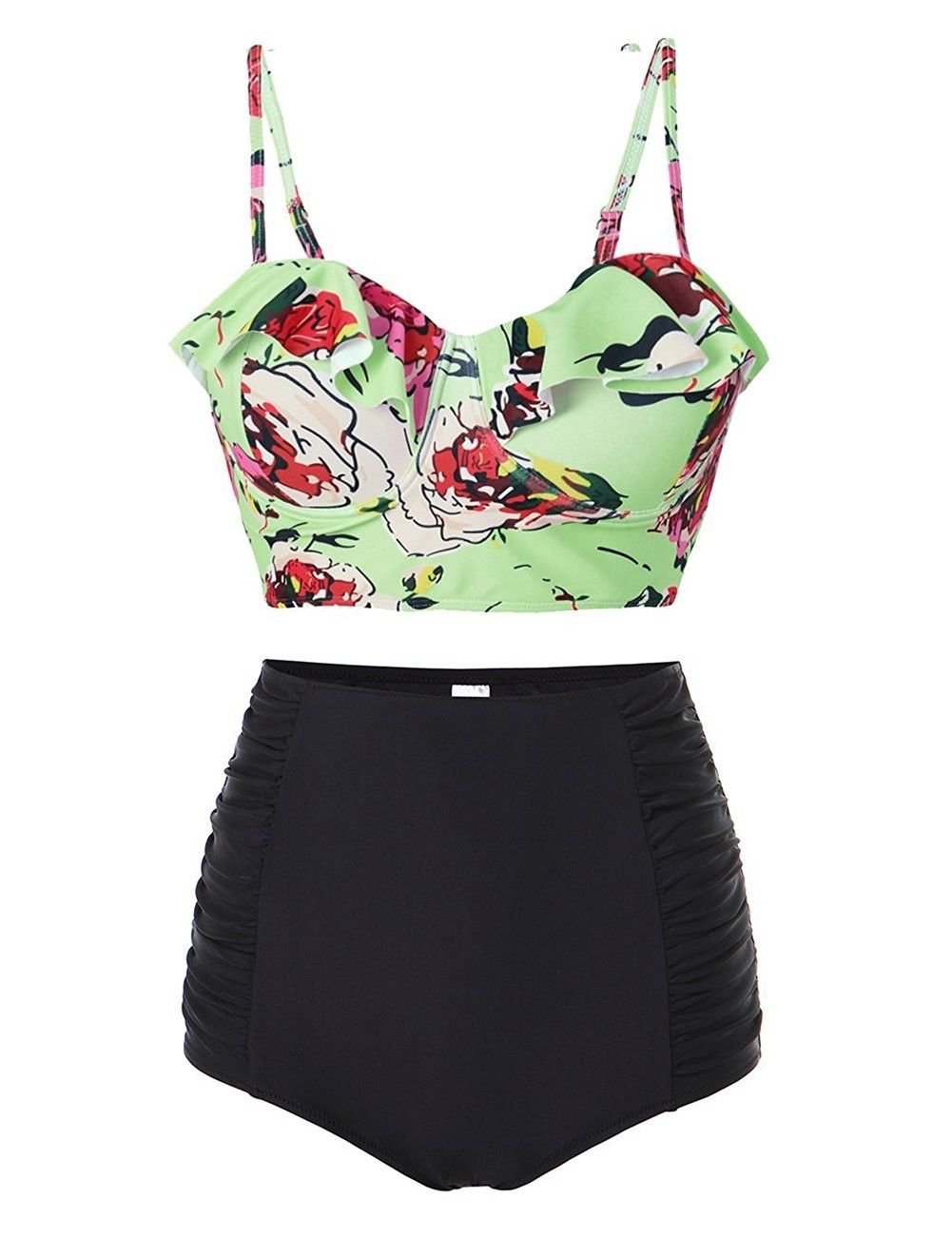 JOYMODE Women's Two Piece Plus Size Swimsuit Sexy Ruffled Bikini Set Size XXL Aq