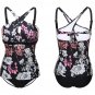 PARTY LADY Women's Strappy Banded Printed Tankini Top With Briefs Swimsuit Size