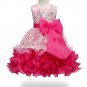 Girl Ball Dress Party Ruffles Patchwork Flower Wedding Gown White Rose 140
