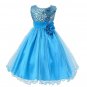 Girl Ball Dress Sequin Mesh Sleeveless Flower Party Ball Gown (140(6-7 Years),